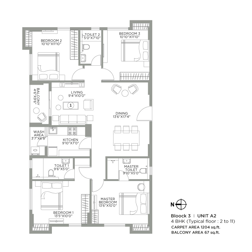 4 BHK + Study